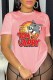 Pink Casual Character Print Letter O Neck T-Shirts