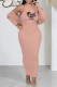Pink Orange Casual Print Patchwork O Neck Long Sleeve Two Pieces