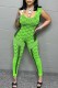 Green Street Letter Patchwork U Neck Jumpsuits