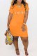 Orange Street Print Letter V Neck One Step Skirt Dresses