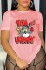 Pink Casual Character Print Letter O Neck T-Shirts