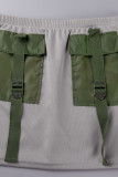 Grey Casual Solid Patchwork Pocket Half A Turtleneck Long Sleeve Two Pieces