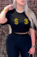 Black Casual Street Print Patchwork O Neck T-Shirts