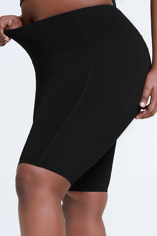 Black Sportswear Solid Patchwork Plus Size
