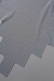 Grey Sexy Solid Patchwork Asymmetrical Turtleneck Sleeveless Two Pieces