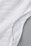 White Sexy Striped Hollowed Out Backless Spaghetti Strap Sleeveless Dress Dresses
