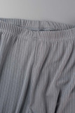Grey Sexy Solid Patchwork Asymmetrical Turtleneck Sleeveless Two Pieces