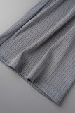 Grey Sexy Solid Patchwork Asymmetrical Turtleneck Sleeveless Two Pieces