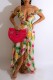 Bare Color Sexy Casual Print Backless Asymmetrical V Neck One Step Skirt Dresses