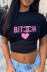 Black Casual Street Print Patchwork O Neck T-Shirts