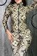 Khaki Elegant Print Letter Zipper Collar Long Sleeve Two Pieces