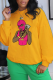 Yellow Casual Vintage Print Patchwork O Neck T-Shirts