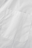 White Sexy Casual Solid Patchwork Turndown Collar Half Sleeve Two Pieces