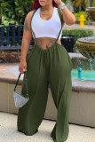 Yellow Casual Solid Spaghetti Strap Regular Jumpsuits (Without Vest)