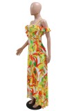 Bare Color Sexy Casual Print Backless Asymmetrical V Neck One Step Skirt Dresses