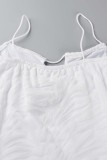 White Sexy Striped Hollowed Out Backless Spaghetti Strap Sleeveless Dress Dresses