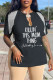 Black Casual Print Tassel Patchwork V Neck T-Shirts