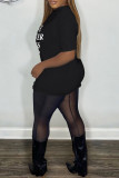 White Casual Letter Print Basic O Neck T-Shirts