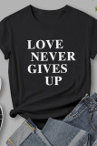 White Casual Letter Print Basic O Neck T-Shirts