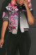 Black Casual Street Print Patchwork Buckle Outerwear
