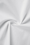 White Sexy Casual Solid Patchwork Turndown Collar Half Sleeve Two Pieces