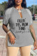 Grey Casual Print Tassel Patchwork V Neck T-Shirts