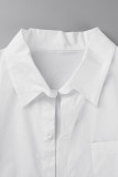 White Sexy Casual Solid Patchwork Turndown Collar Half Sleeve Two Pieces