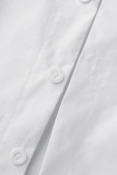 White Sexy Casual Solid Patchwork Turndown Collar Half Sleeve Two Pieces