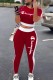 Red Street Letter Embroidered O Neck Short Sleeve Two Pieces