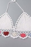 Apricot Sexy Patchwork Tassel Bandage Hollowed Out Backless Swimwears