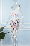 Apricot Sexy Patchwork Tassel Bandage Hollowed Out Backless Swimwears