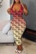 Rose Red Sexy Print Letter U Neck Sleeveless Two Pieces