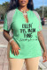 Green Casual Print Tassel Patchwork V Neck T-Shirts