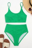 Rose Red Sexy Solid Backless Swimwears