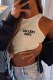Apricot Sexy Print Letter O Neck Tops