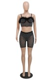 Pink Sexy Patchwork Hot Drilling Backless Spaghetti Strap Sleeveless Two Pieces
