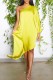 Yellow Casual Solid Backless Oblique Collar Irregular Dress Dresses