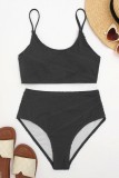 Rose Red Sexy Solid Backless Swimwears