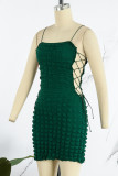 Green Sexy Solid Backless Spaghetti Strap Sleeveless Dress Dresses