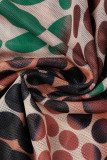Brown Sexy Print Basic Turtleneck Long Sleeve Two Pieces