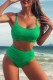 Green Sexy Solid Backless Swimwears