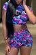 Purple Street Tie Dye Letter O Neck Short Sleeve Two Pieces