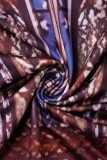 Colour Sexy Print Hollowed Out O Neck Long Sleeve Dresses