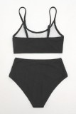 Rose Red Sexy Solid Backless Swimwears