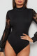 Black Casual Elegant Solid Patchwork Half A Turtleneck Skinny Bodysuits