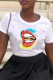 White Street Print Patchwork O Neck T-Shirts