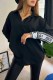 Black Casual Letter Patchwork Turndown Collar Tops