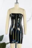 Black Sexy Solid Backless Strapless Sleeveless Dress Dresses