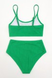 Rose Red Sexy Solid Backless Swimwears
