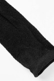 Black Sexy Solid See-through O Neck Skinny Jumpsuits